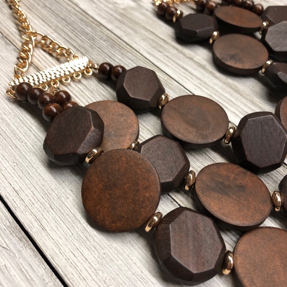 Wooden Bead Necklace and Earrings Set - Picture 2 of 3